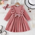 thumbnail image 5 of Fgnfyis Toddler Girls Long Sleeve Dresses with Bowknot Ruffles Velvet Dress for Christmas Party Holiday Attire Everyday Wear Comfort Fit Pink 4-5 Years, 5 of 5