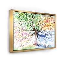 Designart ' Four Seasons Tree ' Floral Art Framed Canvas Print