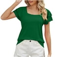 thumbnail image 2 of Qepwsc Womens Squar Neck T Shirts Ruffled Short Sleeve Solid Casual Tops Ladies Blouss Sweatshirt Going Out Tops Cute Blouses Loose Fits Fashion Clothes 2025 Tees S-XXL, 2 of 3