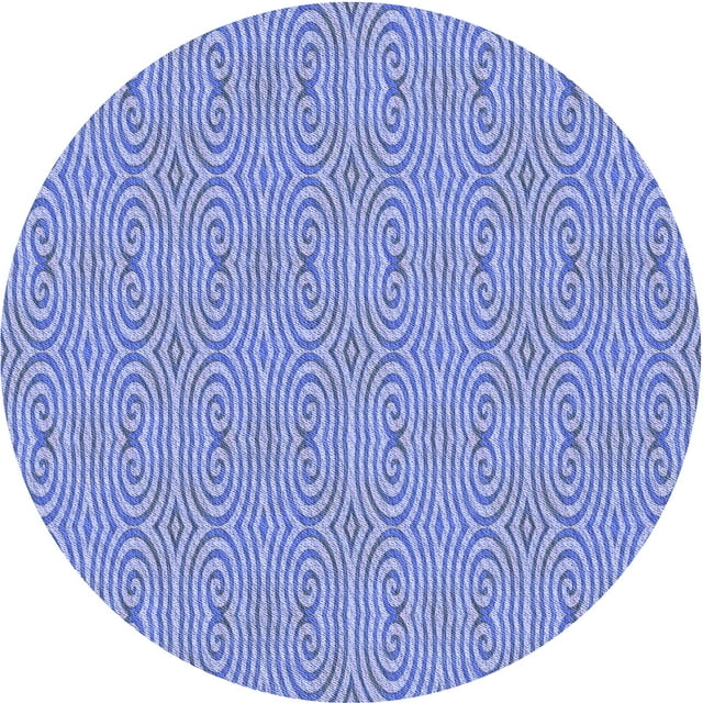 Ahgly Company Tapis Rond Lavable en Machine Intérieur Jeans Transitionnels Bleu, 8 Pieds Rond