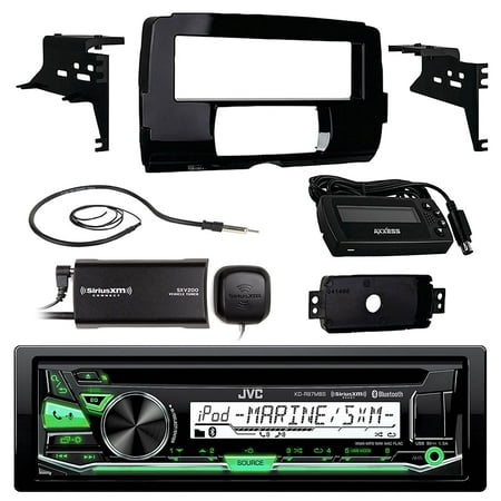 Audio Bundle For 2014 and Up Harley - JVC KDR97MBS CD MP3 Marine Bluetooth Audio Receiver Combo With Installation Dash Kit for Motorcycles, SiriusXM Radio Tuner, Enrock 22