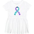 thumbnail image 3 of Inktastic Suicide Prevention Blue and Purple Ribbon with Hearts Girls Baby Dress, 3 of 5