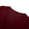 thumbnail image 5 of zaveiop Women's Long Sleeve Bodysuit Tops Wrap V Neck Ribbed Knit Jumpsuit (Wine, XS), 5 of 9