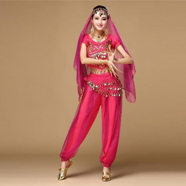 jovati Girls Dance Clothes Women Belly Dance Outfit Costume India Dance  Clothes Top+Pants 