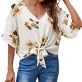 thumbnail image 4 of Chemise à Manches Mi-Longues Évasées Imprimée Florale pour Femmes, 4 of 7