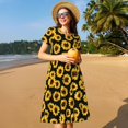 thumbnail image 4 of Balery Sunflower 6 Vestidos sueltos de manga corta para mujer, vestidos de verano 2025, vestidos casuales de corte A con vuelo., 4 of 6