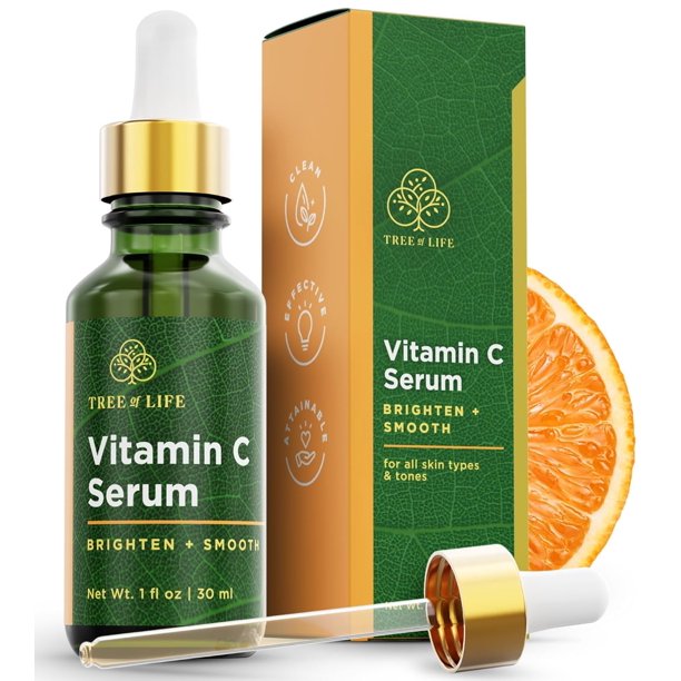 Vitamin C Skin Care Set, Skin Brightening Face Oil for Dark and Age Spots, Facial Serums for Dry and Sensitive Skin with Hyaluronic Acid & Vitamin E for Soft Smooth Skin, 1 Fl Oz