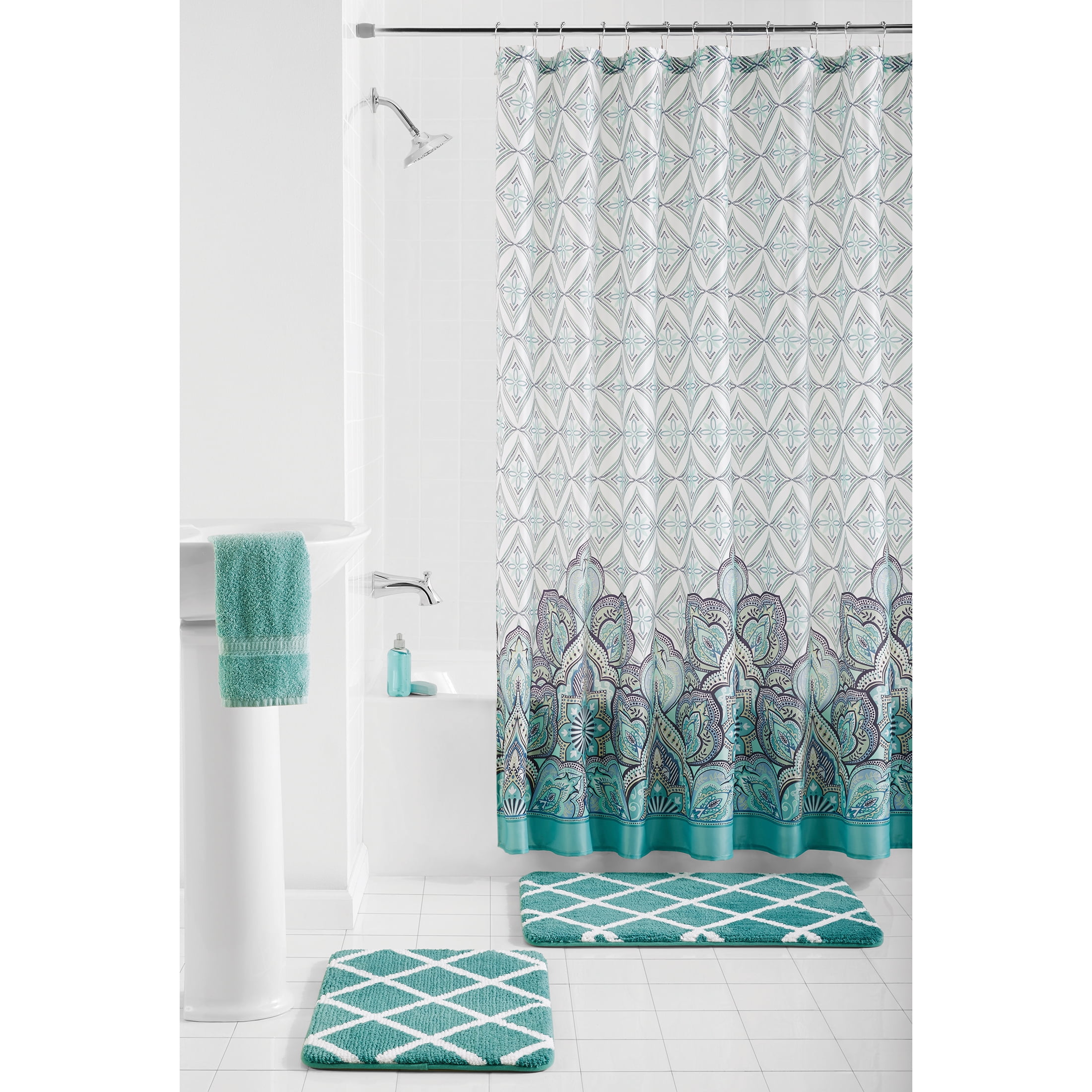 72x72" Shower Curtain Bathroom Waterproof Fabric w/ 12 Holes Route US 66 Car 215 