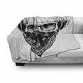 thumbnail image 3 of Grunge Soft Flannel Fleece Throw Blanket, Gothic Skull with Bandanna and Headphones Musical Dead Man Illustration, Cozy Plush for Indoor and Outdoor Use, 50" x 60", Pale Grey Black, by Ambesonne, 3 of 6