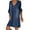 Dark Blue, variant on fartey Denim Dress for Women Casual Short Sleeved Jean Dresses With 3 Snaps Split V Neck Mini Sundresses Lounge Loose Comfort Retro Western Denim Dresses