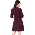 thumbnail image 4 of MODA NOVA Junior's Roll up Sleeves Multi-Pocket Belted Shirt Dress Burgundy S, 4 of 6