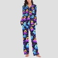 thumbnail image 5 of Brqkzdu 2 Piece Womens Halloween Pajamas Sets Long Sleeve Collar Button Down Pj and Pajama Pants Loose Comfy Nightwear Sets, 5 of 8