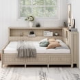 thumbnail image 2 of Full Size Wood Daybed with Storage, Farmhouse Style Day Bed with Shelves and 3 Drawers, Antique White, Space Saving Bed Frame, No Box Spring Needed, 2 of 9