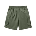 thumbnail image 4 of Dwelliawo Below the Knee Shorts for Men Elastic Waist Drawstring Casual Lightweight Shorts Work Gym Hiking Cargo Shorts Pants with Multi Pockets Army Green S, 4 of 5