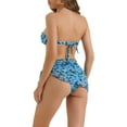 thumbnail image 3 of INSPIRE CHIC Women's Floral Print Bandeau Bikini Sets, 3 Piece Tie Back Swimwear Triangle Bottoms Bathing Suits X-Small Blue, 3 of 5