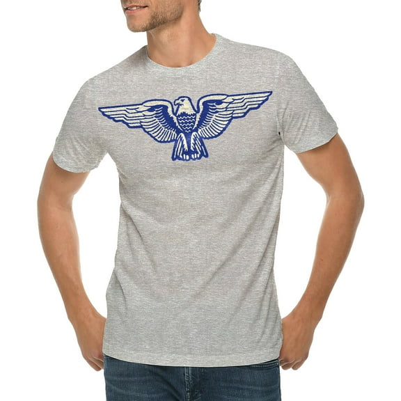Stylized Eagle Graphic Design Ring Spun Combed Cotton Short Sleeve Deluxe Jersey T-Shirt - Heather Grey 2XL