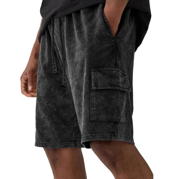 Men's Flex Cargo Shorts Multi Pockets Twill Elastic Waistband Short Drawstring Ripstop Straight Leg Cargo Shorts Relaxed-Fit Summer Outdoor Activities Casual Beach Shorts,Black XL