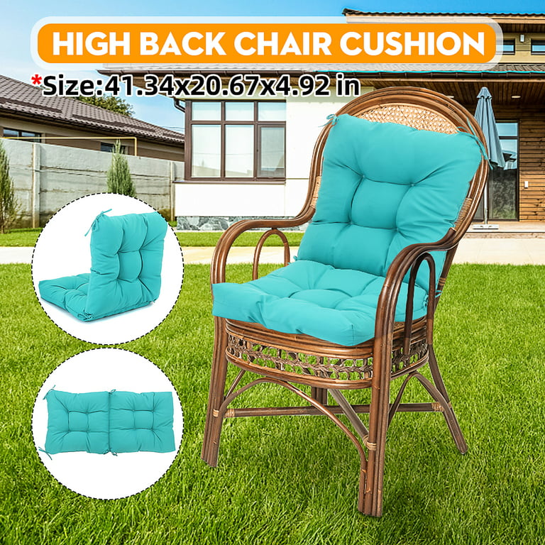 BLISSWALK Outdoor Deep Seat Cushion Set 24x24&22x24, Lounge Chair Loveseats Cushions for Patio Furniture Warm Blue