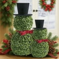 thumbnail image 6 of Christmas Snowman Topiary Ornament 11.8'' Artificial Snowman Shaped Topiary Tree Ornament with Red Bow Santa Hat Boxwood Topiaries for Christmas Indoor Outdoor Home Decor, Christmas Snowman Topiary, 6 of 8