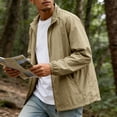 thumbnail image 2 of GrmtClth Rash Guard for Men Full Zip Long Sleeve Uv Sun Shirts Zip Up Lightweight Quick Dry Hiking Fishing Athletic Jackets Running Coat with Pockets Khaki S, 2 of 8