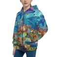 thumbnail image 2 of Pofeuu Sea World Print Teenage Zipper Hoodie Sweatshirts Hooded Casual Jackets With Pocket For Boys Girls-Small, 2 of 6