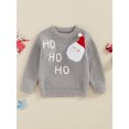 thumbnail image 4 of Toddler Baby Boys Girls Christmas Sweaters 0 6 12 18 24 Months 2T 3T Letter Tree/Santa Embroidered Long Sleeve Round Neck Ribbed Knitted Pullover, 4 of 9