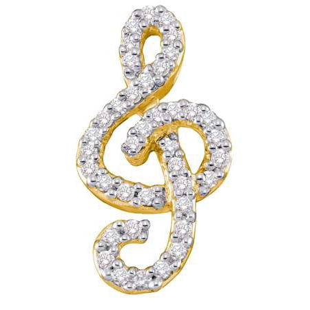 14K Yellow Gold 0.31ctw Fancy Sleek Fashion Pave Diamond High end Ladies Pendant