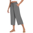 thumbnail image 2 of Wide Leg Capri Pants for Women Elastic Waist Cropped Trousers Loose Casual Lightweight 2026 Summer Lounge Beach Pull On Capris 20" 21" 22" Inseam Gray L, 2 of 9