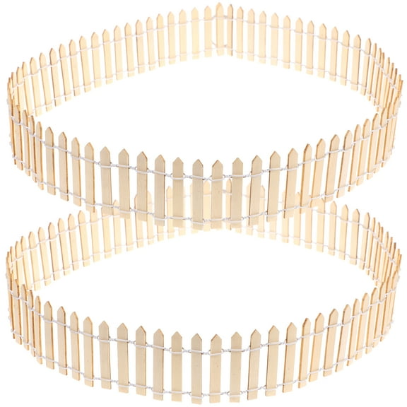 Spatiy 2 Sets Small Garden Wooden Fence Pickets Edgings Garden Picket Fence Decorative Fence Fencing Border Decor 5cm