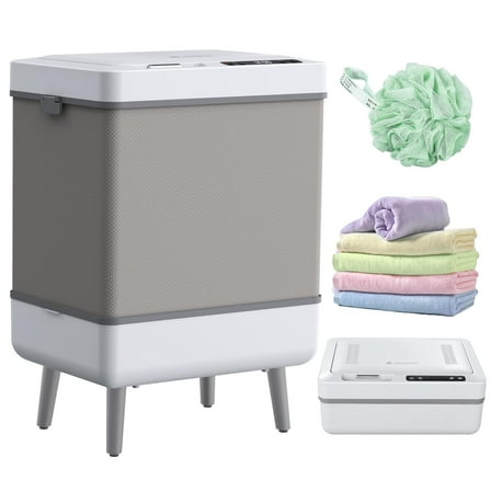 Sunmaki 35L Foldable Towel Warmer, 2-in-1 Drying and Heating Towel Warmer for Bath Towels, Robes, Gloves, Socks, LCD Timer, Family Use