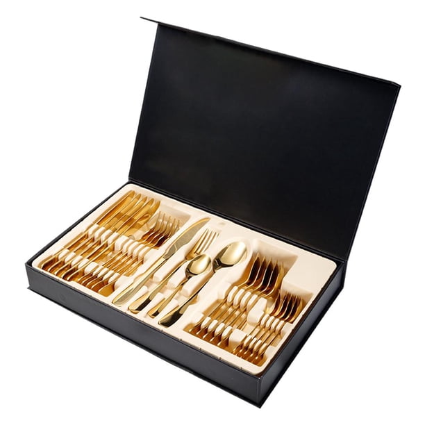Juego de cubiertos de 24 piezas Sunnimix cubiertos de cocina de acero inoxidable Oro
