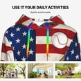 thumbnail image 4 of Lsque American Flag And Baseball Pattern Casual Women's Hoodie,Hooded Sweatshirt with Kangaroo Pocket,Pullover Hoodie with Eye-catching Drawstrings-Small, 4 of 7