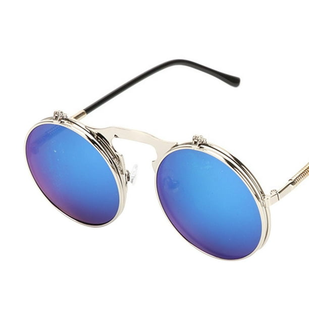 Maoww Fashion Flip Up Steampunk Sunglasses outdoor unisex retro sunglasses  Men Round Vintage Mens Sunglass Driving Pilot Glasses Sunproof UV400