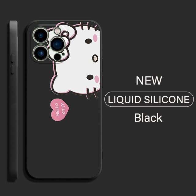 Funda de teléfono Hello Kitty Kuromi para Funda iPhone 13 12 11 Pro Max Mini X XR XS Max 6 6s 7 8 Plus funda de silicona líquida xuanjing unisex