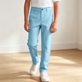 thumbnail image 4 of OGLCCG Boys' School Uniform Pants Kids Elastic Waist Straight Leg Dress Pants with Pockets Solid Color Pants Back to School 5-14 Years, 4 of 8