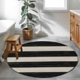thumbnail image 3 of Round Area Rug 3 Ft, Black White Striped Washable Non-Slip Circle Carpet for Living Room/Bedroom, Farmhouse Vintage Shabby Chic Wood Grain Low-Profile Small Floor Mats Collection Rugs for Indoor, 3 of 8