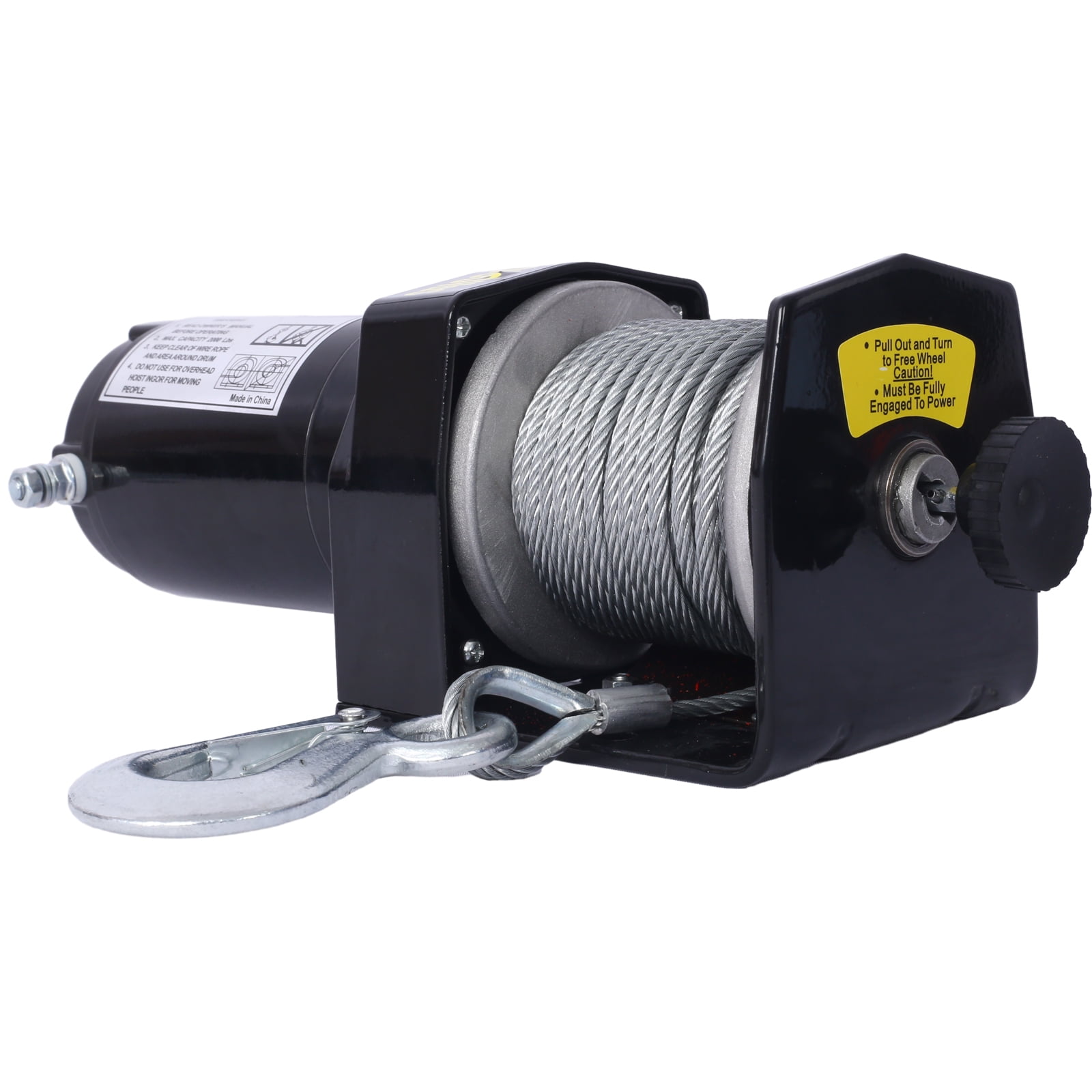 2000lb 12V ATV/UTV Electric Winch, Off-Road Waterproof Steel Cable Winch for ATV UTV Towing Trailer Winch