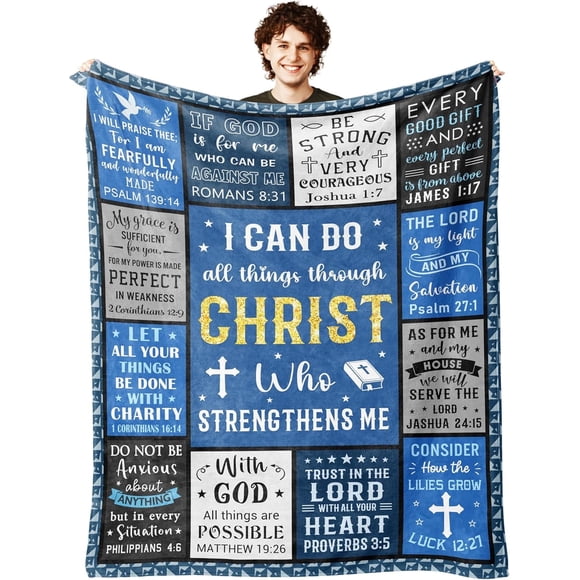 Christian Gifts for Men, Religious Gifts for Men, Baptism Gifts for Boys, Spiritual Inspirational Gifts for Men, Bible Catholic Gifts, Confirmation Gifts for Boys, Christian Blanket 50" X 60"