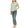 thumbnail image 2 of INSPIRE CHIC Women's Puff Sleeves Turndown Collar Button Down Floral Blouse, 2 of 6