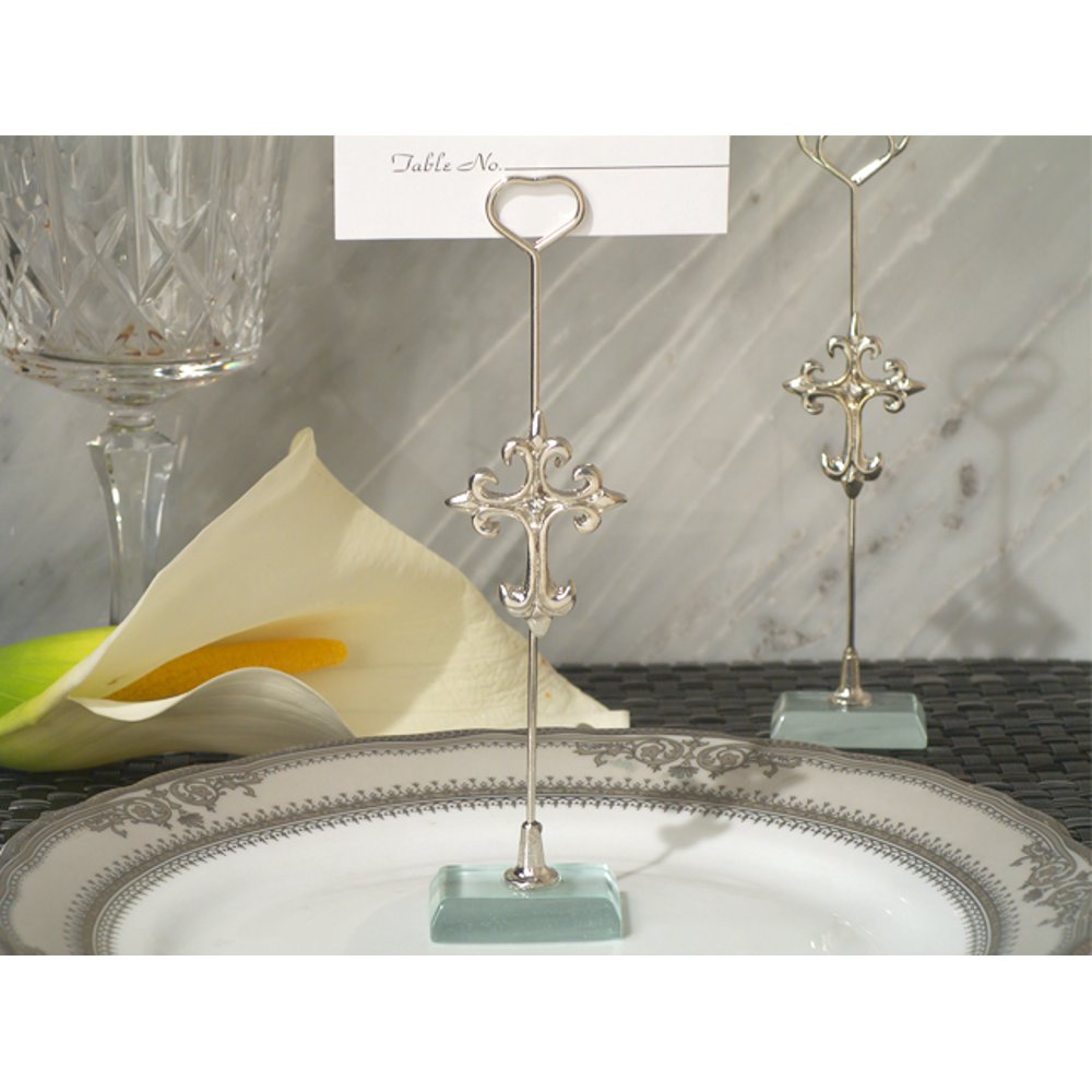 Silver Cross place card holder
