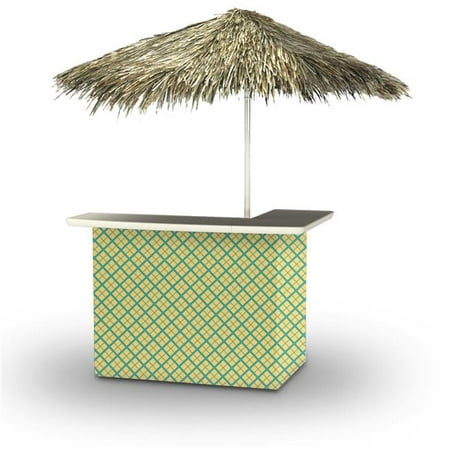 Best of Times 2001W2113-CP Caddy Plaid Palapa Portable Bar & 6 ft. Square Palapa Umbrella,