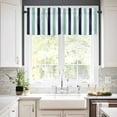 thumbnail image 2 of Turquoise Navy Blue Striped Valances for Windows Farmhouse Kitchen Curtains Valances Rod Pocket Valance Curtains for Kitchen Windows Farmhouse Stripe Art Window Valances for Bathroom Bedroom 42"x18", 2 of 6