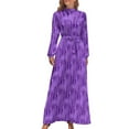 thumbnail image 2 of Purple Lavender Dress Flower Print Cute Maxi Dress Street Style Bohemia Long Dresses High Neck Graphic Vestido, 2 of 5