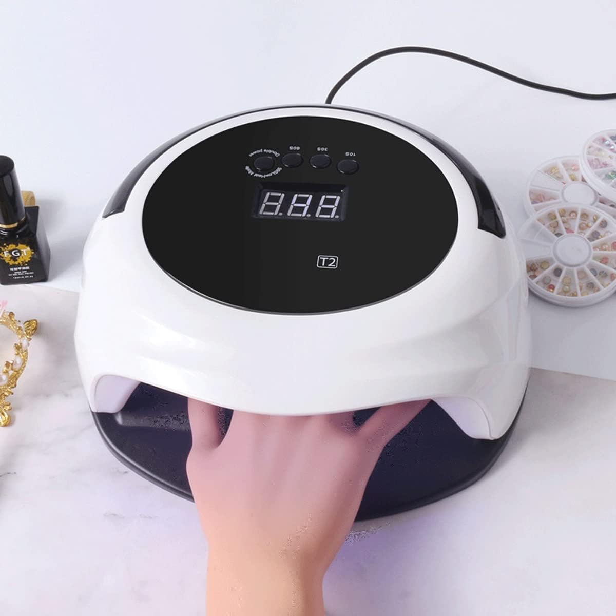 72W Uv Led Nail Lamp, Easkep with 4 Timer Setting Portable Nail Dryer Curing Lamp for Fingernail and Toenail Gels Based Polishes Pink Valentine Gift for Woman Girl
