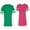 Men Green / Women Pink, variant on Better Together Unisex Couple Matching Cotton Jersey style T-Shirt Contrasting stripes on sleeves (Men Green / Women Black) (Men XXL / Women M)
