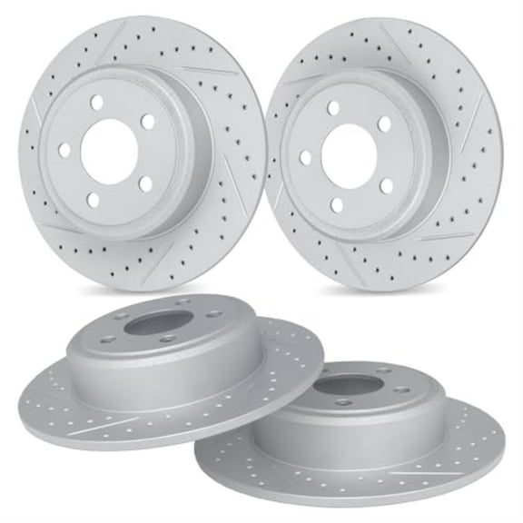 R1 Concepts Drilled and Slotted Carbon Coated Disc Brake Rotor Set WBPN2-46018