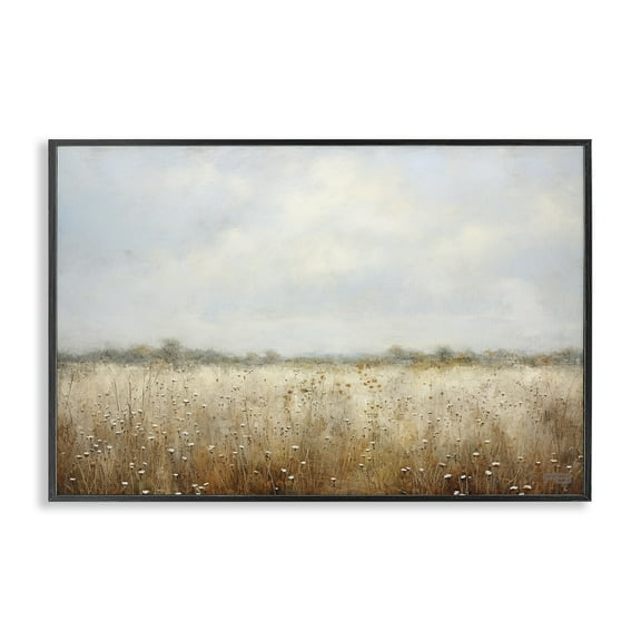 Stupell Industries Soft Daisy Field Landscape Painting Black Framed Art Print Wall Art, 18 x 12