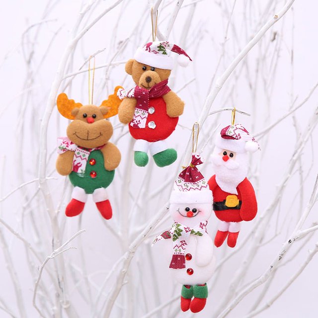 4 piezas de adornos navideños, adornos colgantes de Papá Noel, adornos para árboles de Navidad, artículos de uso diario navideños, adornos colgantes para árboles de Navidad
