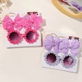 thumbnail image 5 of 3Pcs/set Cheer Bow Hairclips Retro Flower Sunglasses for Kids Printing Handmade Hairgripes Girls Headwear Glasses Accessories, 5 of 10