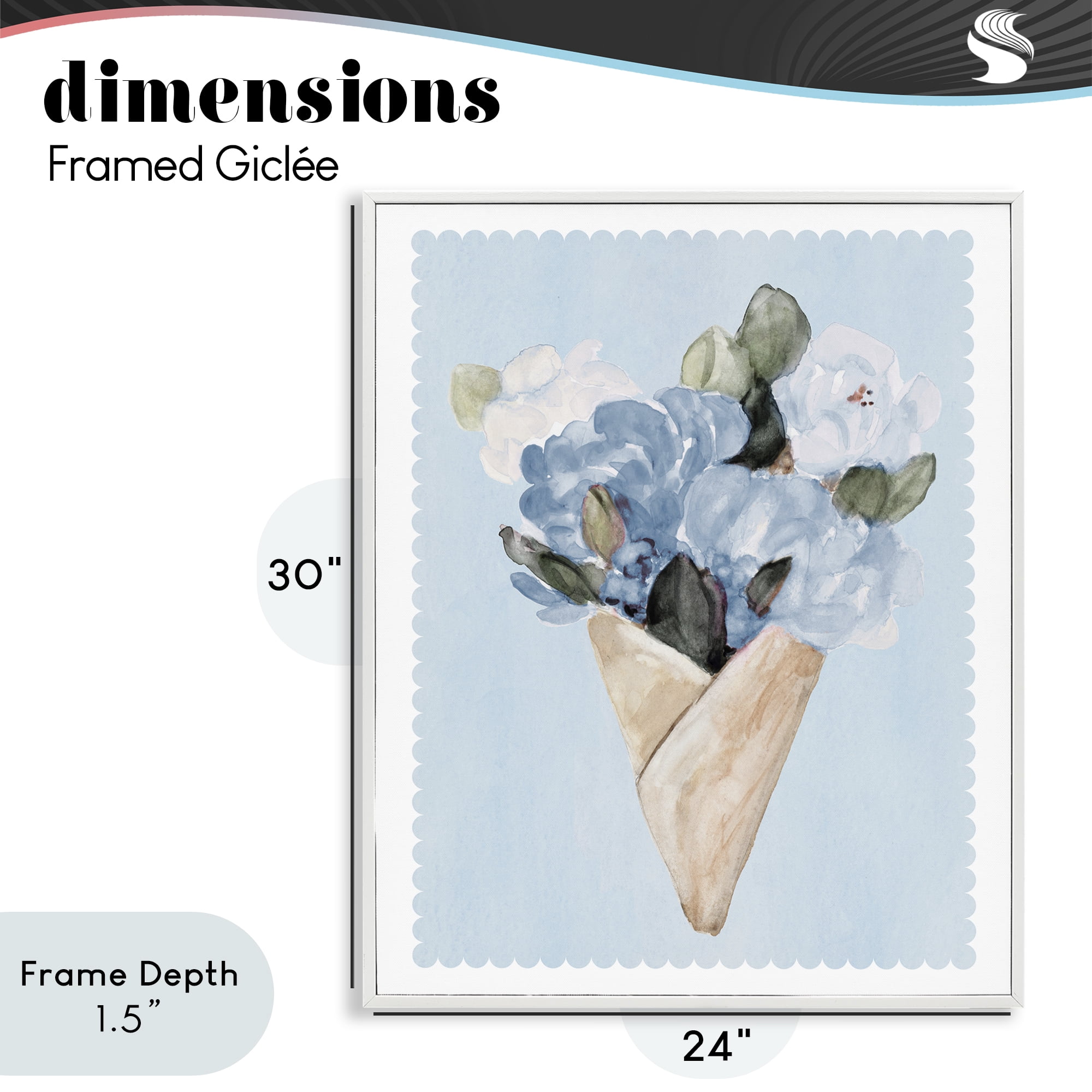Stupell Industries Blue Gift Bouquet White Framed Giclee Art, design by Lanie Loreth
